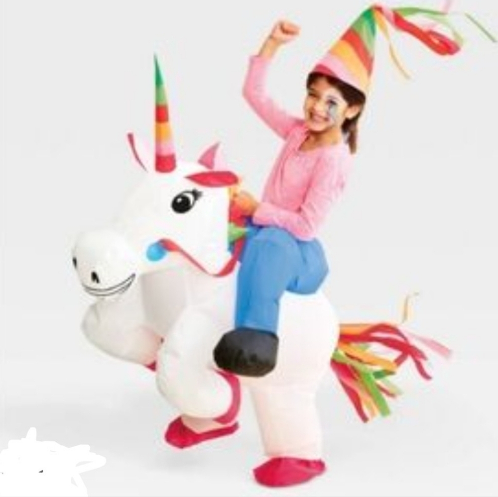 Inflatable Rider Unicorn With Hat Costume